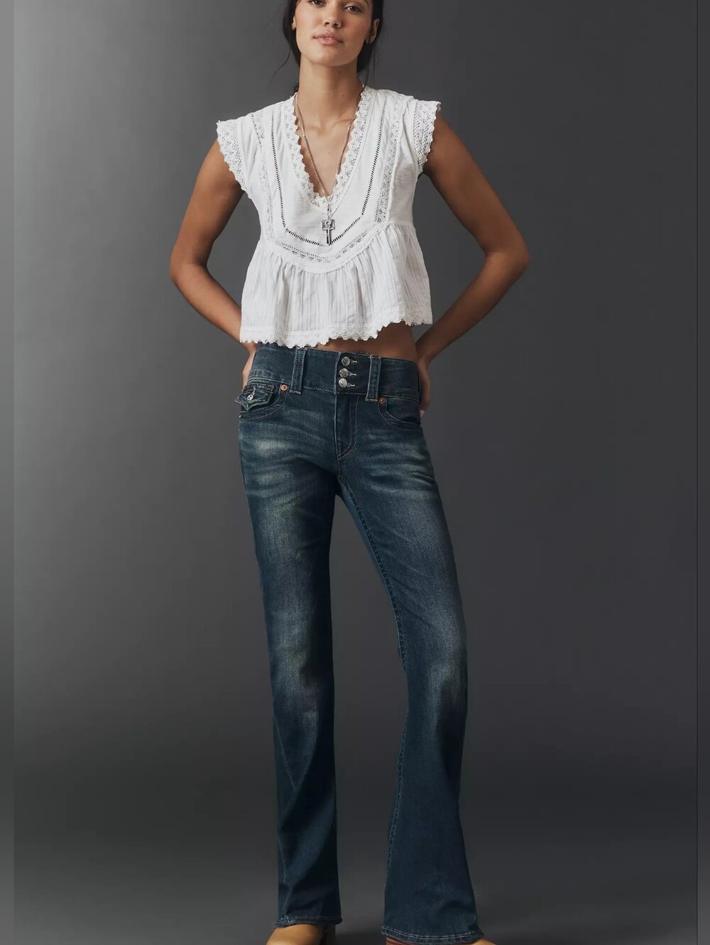 NWT Anthropologie True Religion Joey Mid RISE Flare Jeans 26